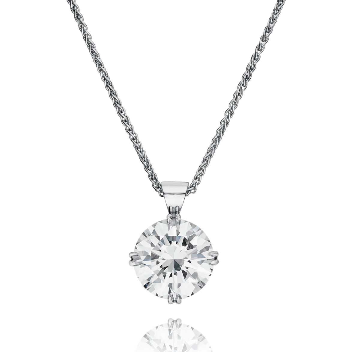Diamond necklace on a white background