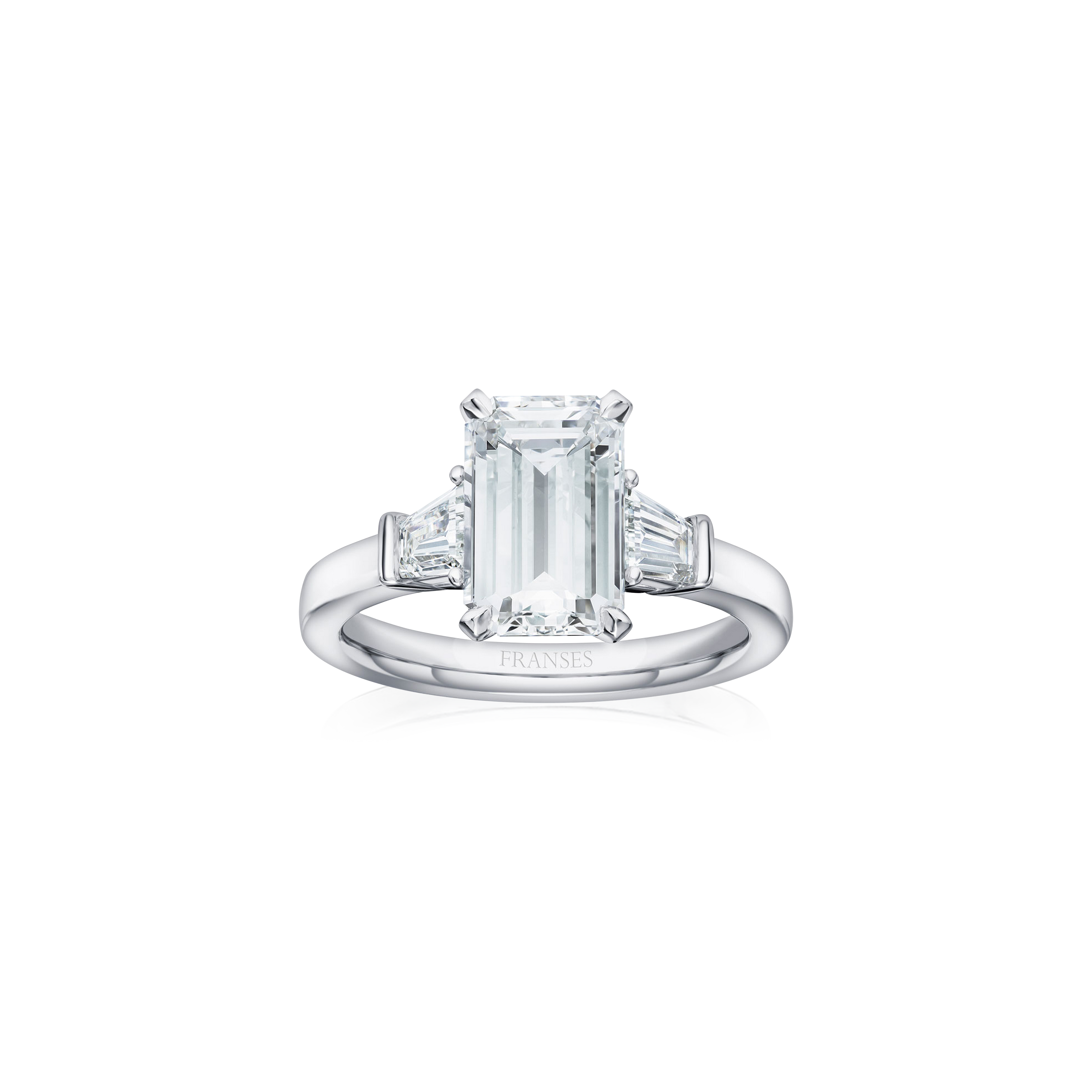 Three Stone Haute Jewellery Emerald Cut Ring