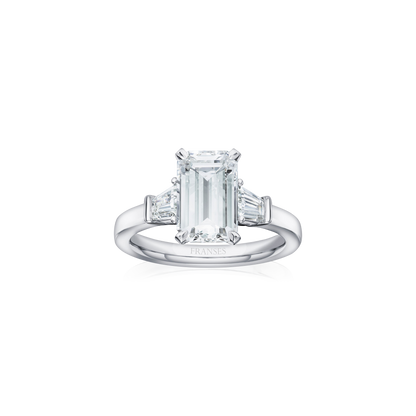 Three Stone Haute Jewellery Emerald Cut Ring