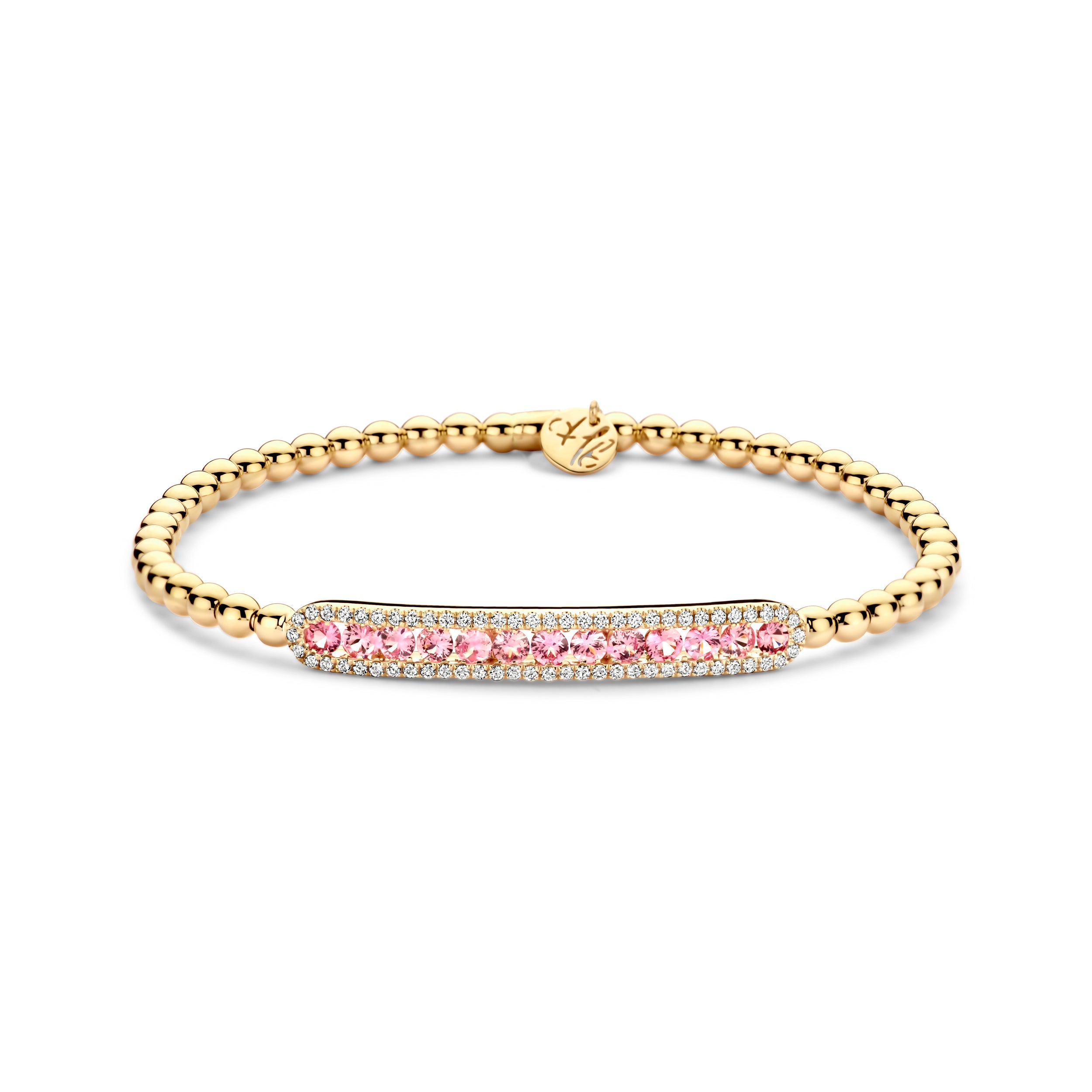 Tresore Stretch Bracelet with Pink Stone Bar Detail
