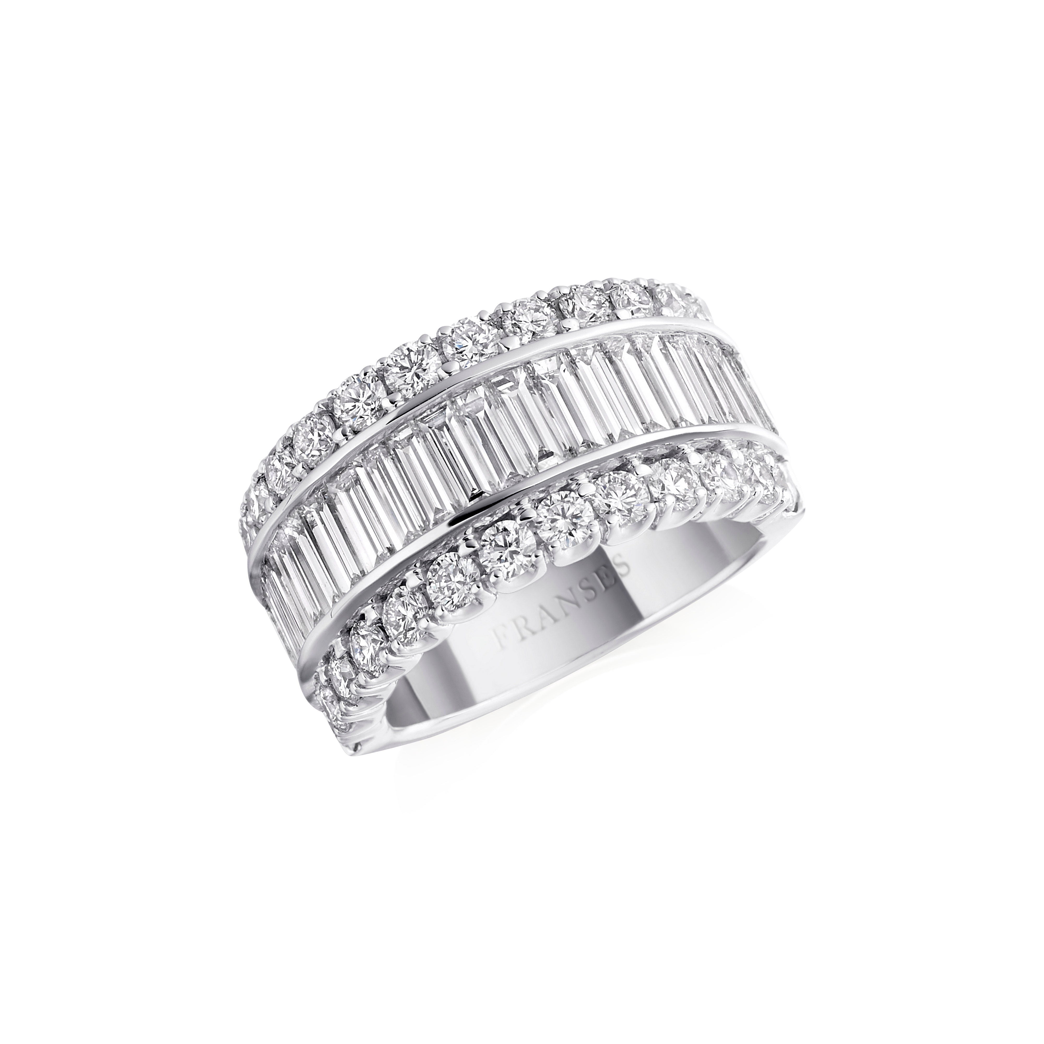Baguette and brilliant-cut diamond ring