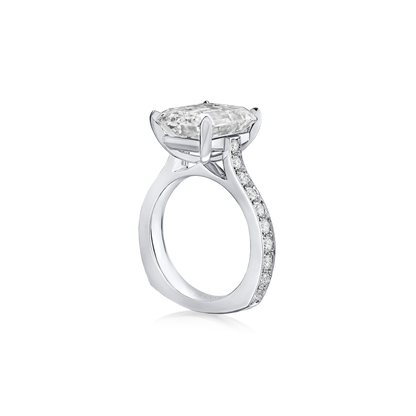 Large Emerald Cut Ring Diamond Shoulders