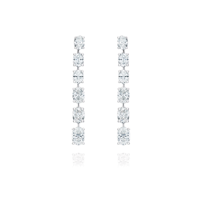 Oval-Cut Diamond Drop Earrings