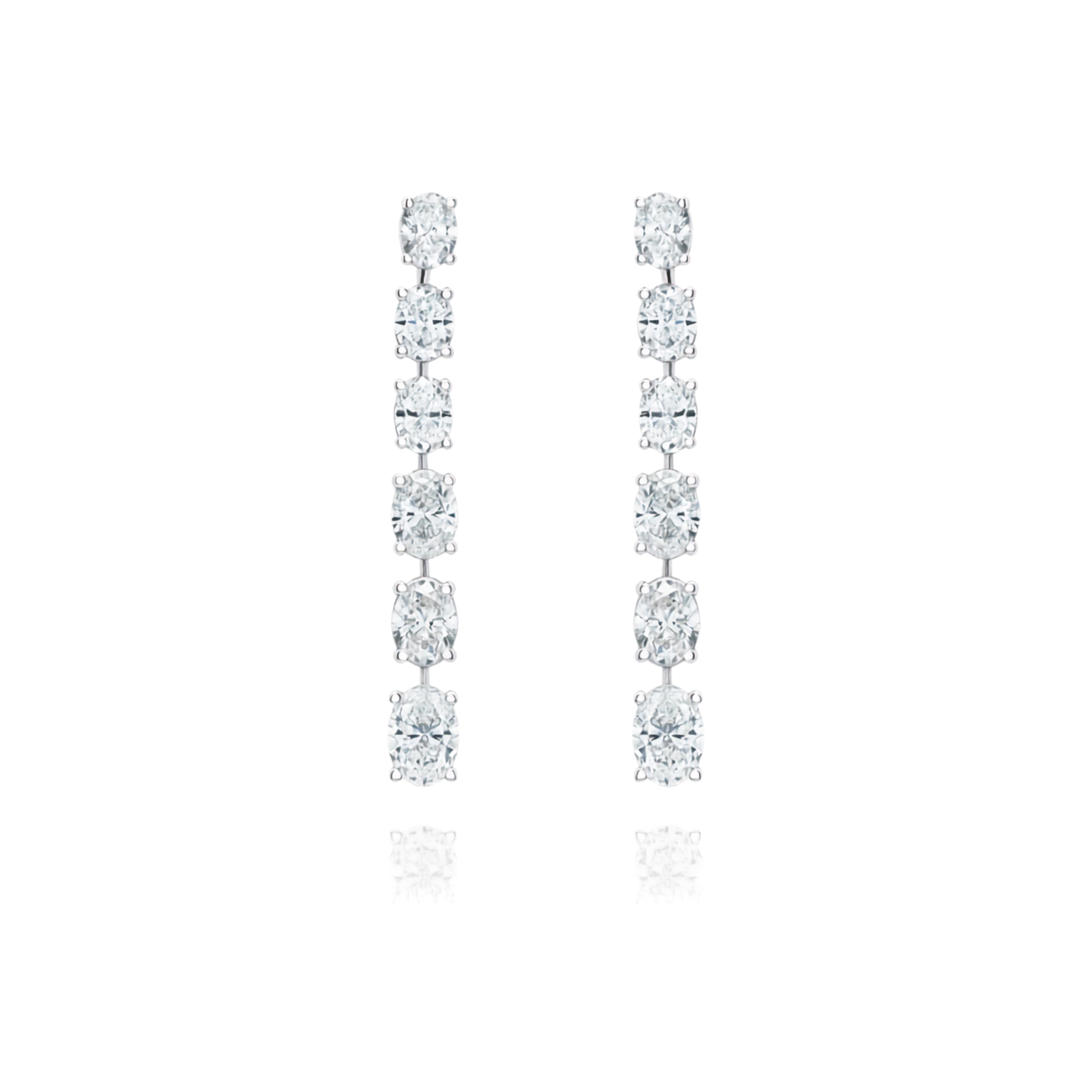 Oval-Cut Diamond Drop Earrings