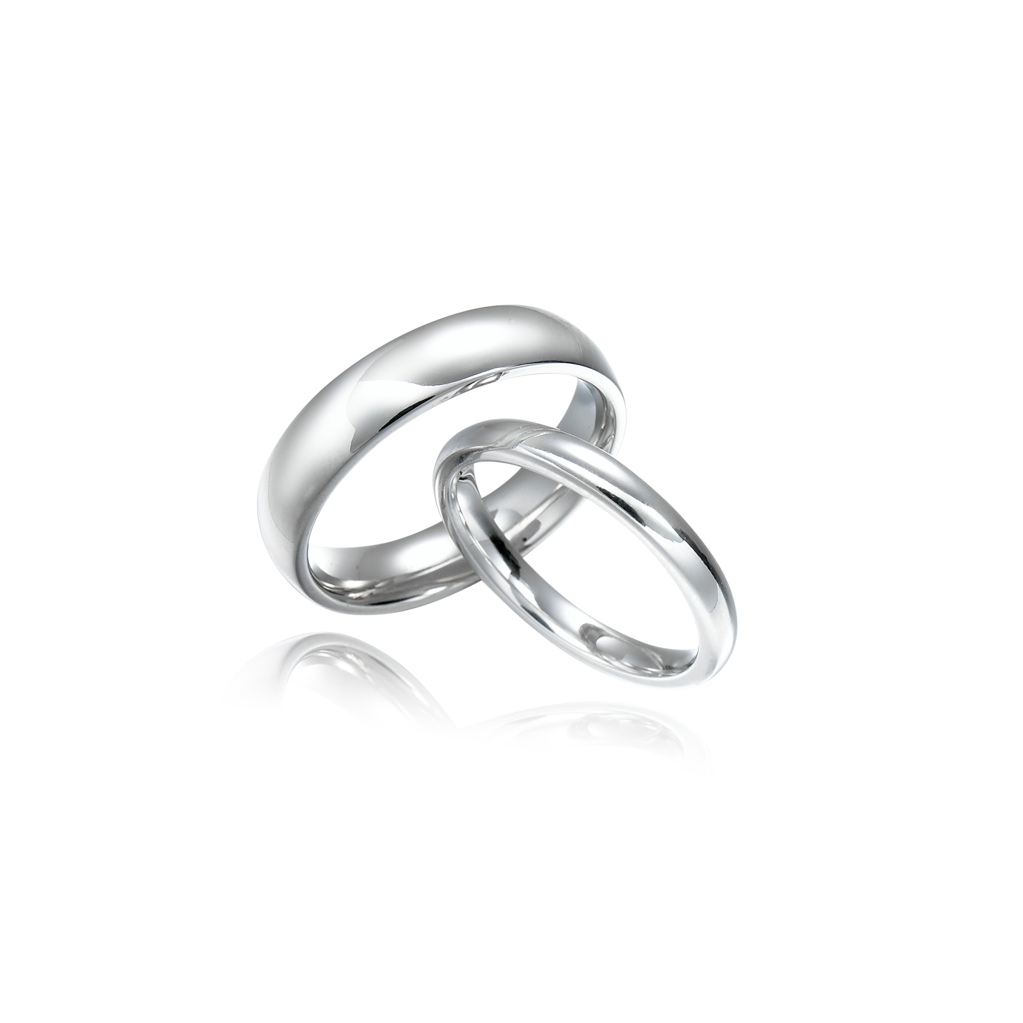 Two silver rings on a white background