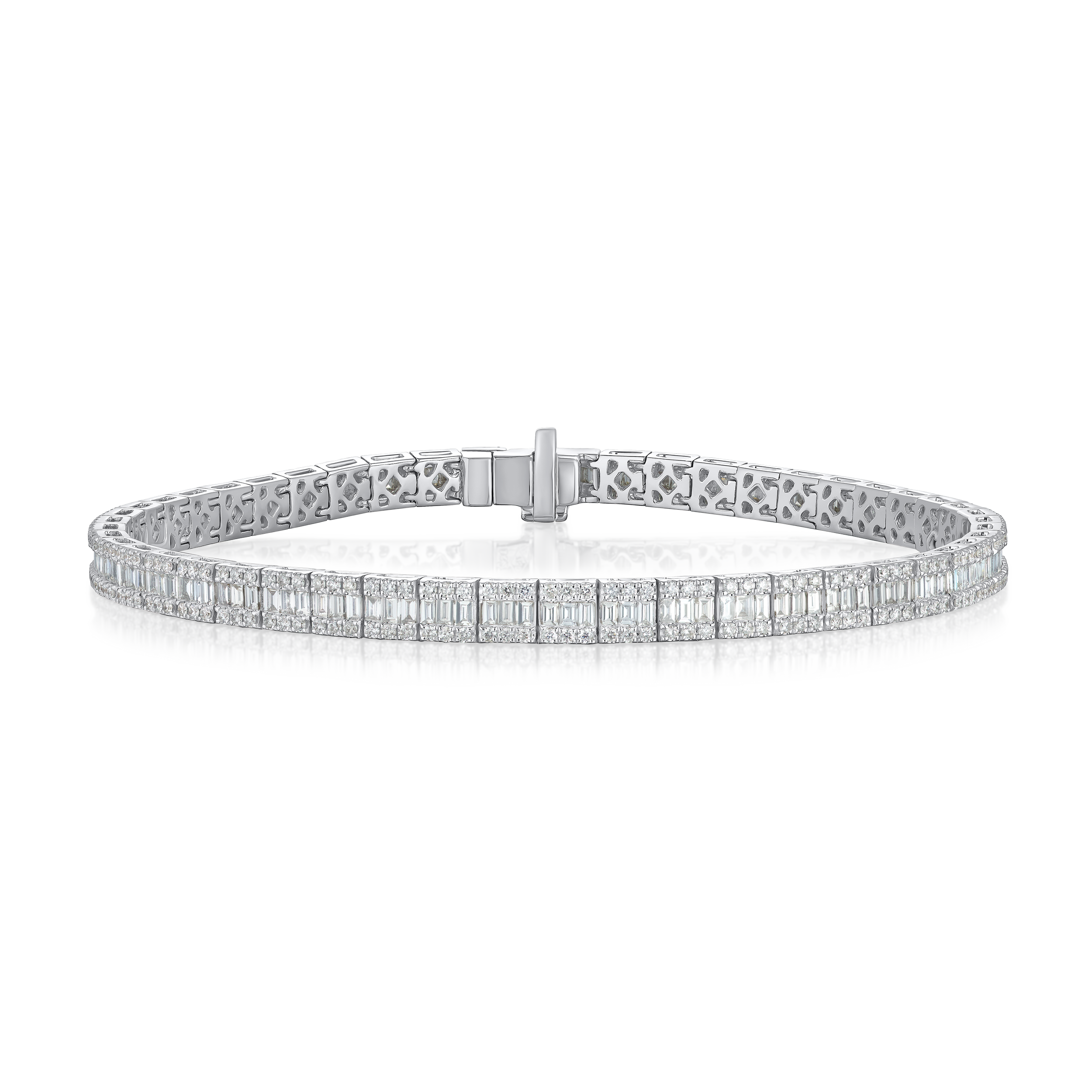 Silver bracelet with a white background