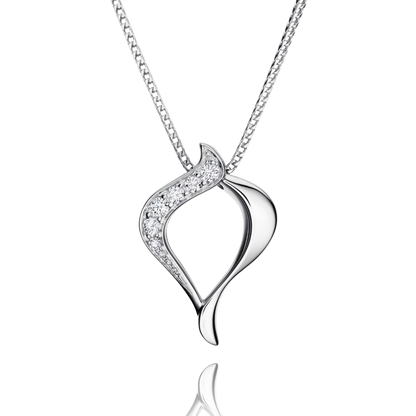 Silver pendant necklace on a white background